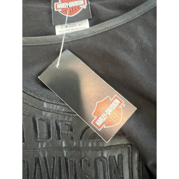 NWT Harley-Davidson Size L Black Long Sleeve Top Bar & Shield Logo Embroidered - Picture 12 of 16